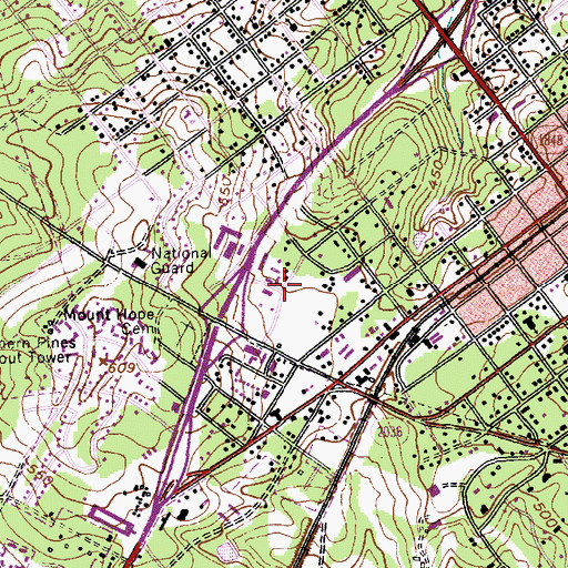 Topographic Map of Southern Pines Rescue Squad, NC