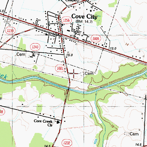 Topographic Map of Cove City Rescue Squad, NC