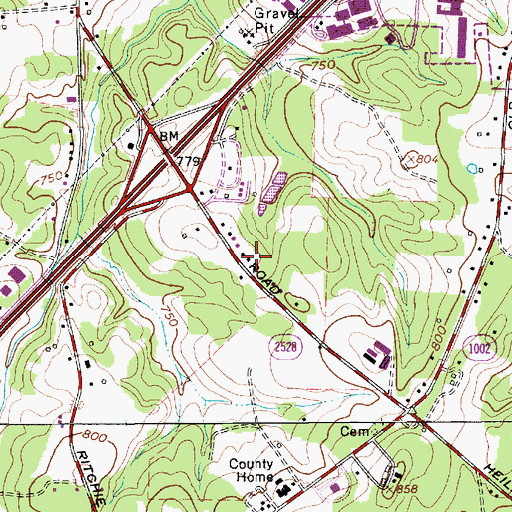 Topographic Map of Rowan County Rescue Squad, NC