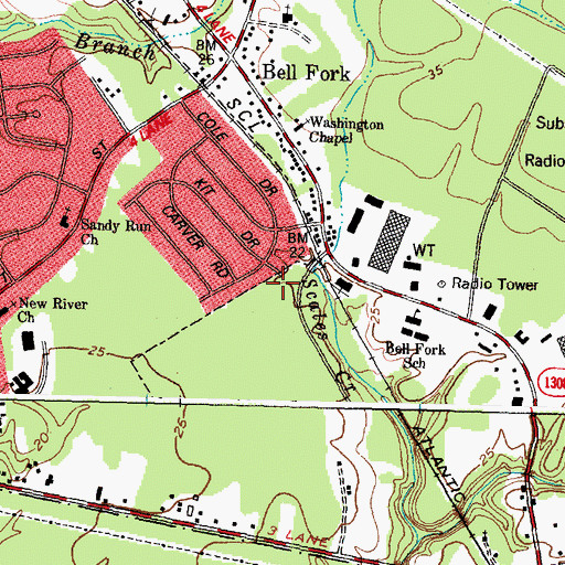 Topographic Map of Jacksonville Volunteer Rescue Squad, NC