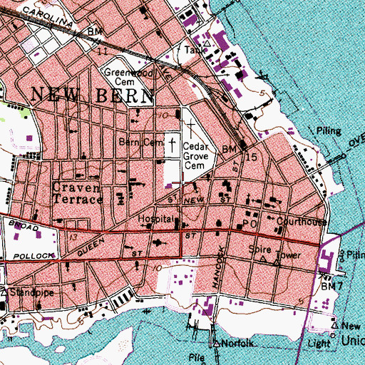 Topographic Map of Pamlico Rescue Squad, NC