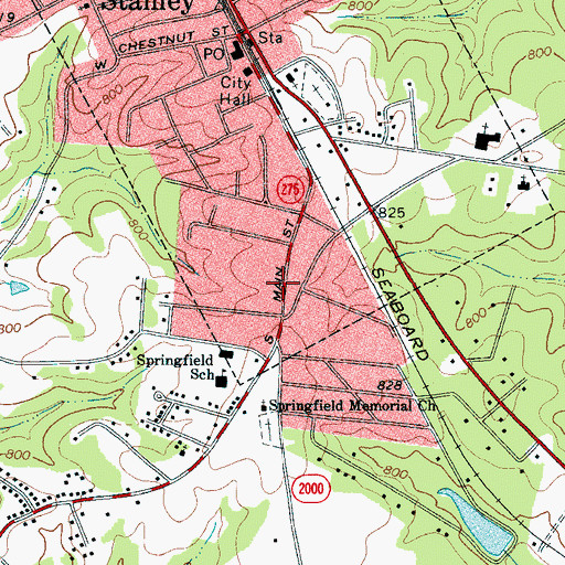 Topographic Map of Stanley Civil Defense Rescue Squad, NC