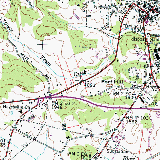 Topographic Map of Clay County Ambulance Service, NC