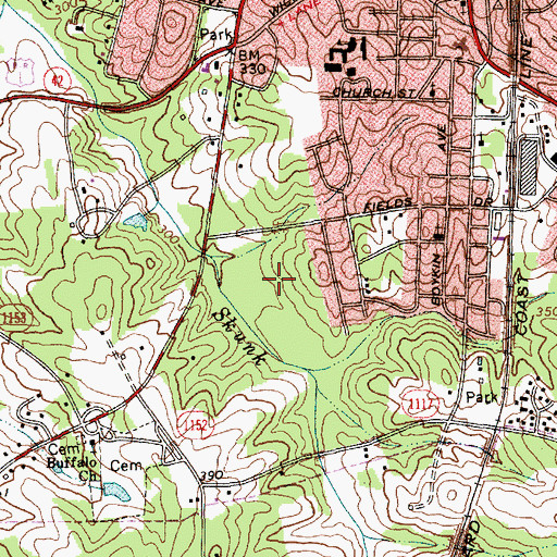 Topographic Map of Central Carolina Advanced Life Support, NC