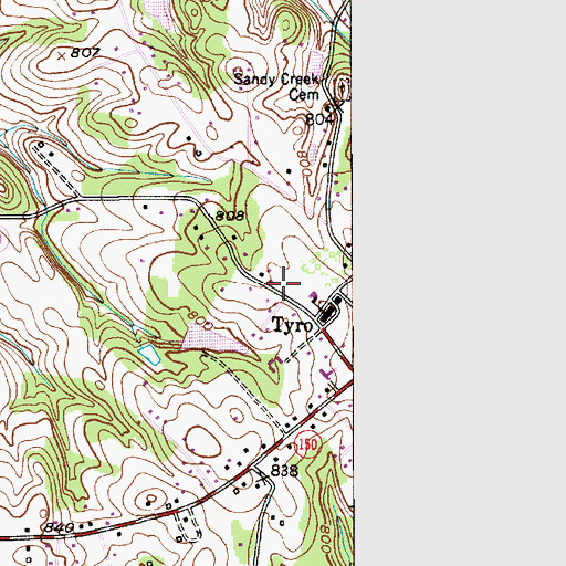 Topographic Map of Davidson County Emergency Medical Services Base 5, NC