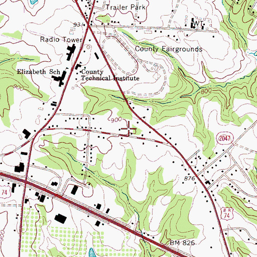 Topographic Map of Cleveland County Emergency Medical Services Station 3, NC