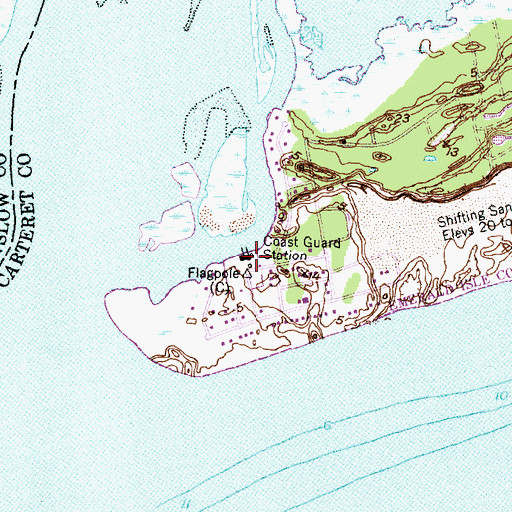 Topographic Map of United States Coast Guard - Emerald Isle Station, NC