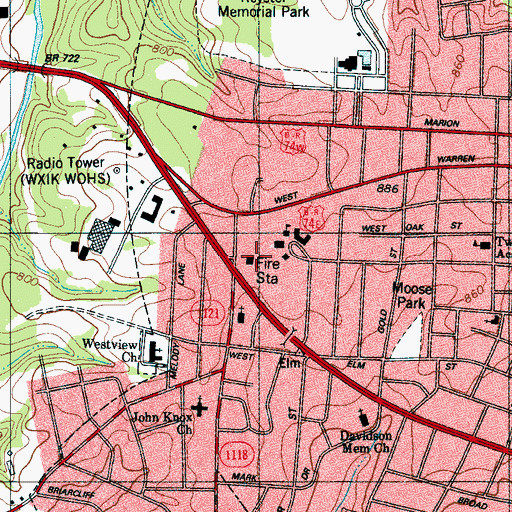 Topographic Map of Cleveland County Emergency Medical Services Station 22, NC