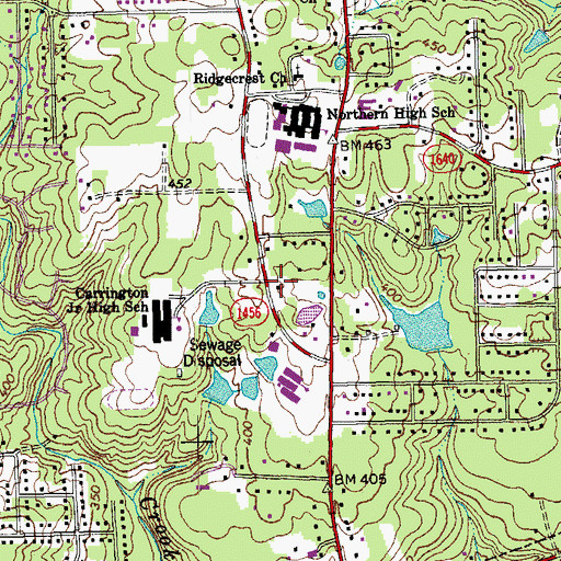 Topographic Map of Durham County Emergency Medical Services Station 6, NC
