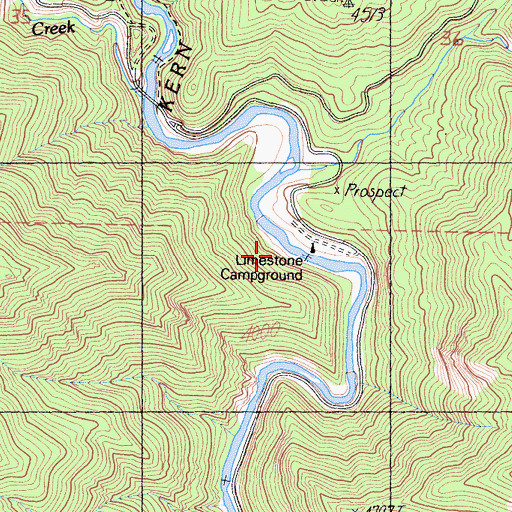 Topographic Map of Limestone Campground, CA