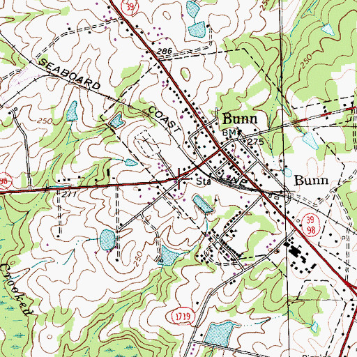 Topographic Map of Bunn Rescue and Emergency Medical Services, NC