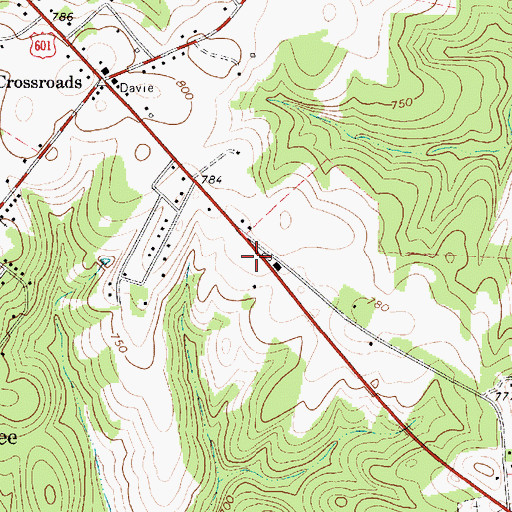 Topographic Map of Davie County Emergency Medical Services Station 3, NC
