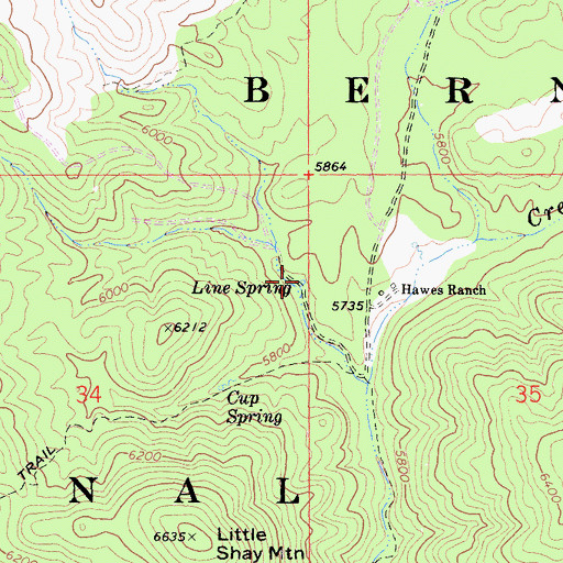 Topographic Map of Line Spring, CA