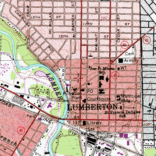 Topographic Map of Robeson County Search and Rescue Team, NC