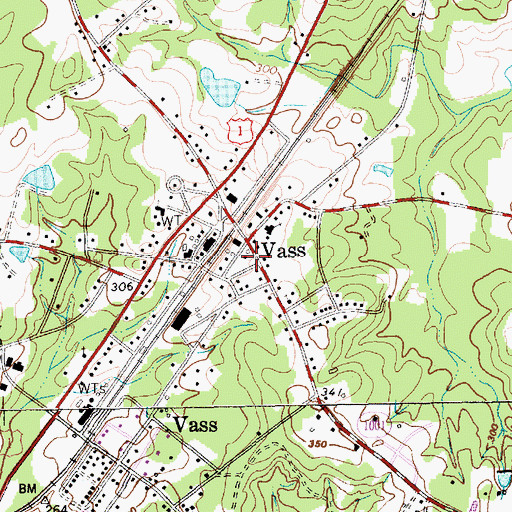 Topographic Map of Moore County Emergency Medical Services Base 8, NC