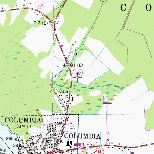 Topographic Map of Tyrrell County Emergency Medical Services, NC