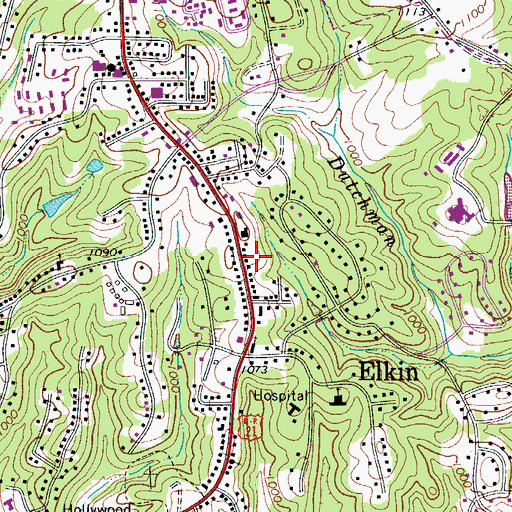 Topographic Map of Surry County Emergency Services Station 3, NC