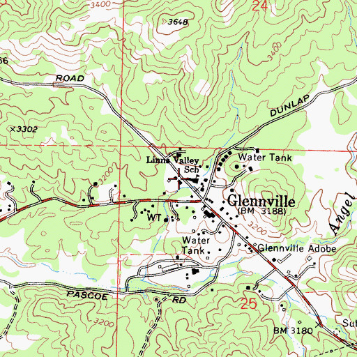 Topographic Map of Linns Valley - Poso Flat Elementary School, CA