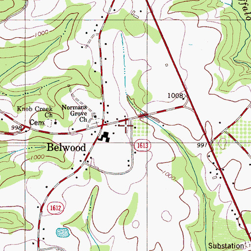 Topographic Map of Cleveland County Emergency Medical Services Station 12, NC