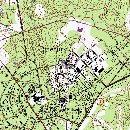 Topographic Map of Pinehurst Rescue Squad, NC