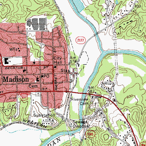 Topographic Map of Madison - Rockingham Rescue Squad, NC