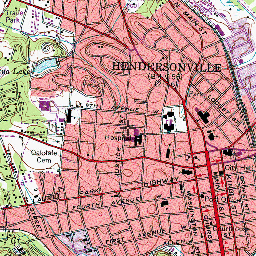 Topographic Map of Henderson County Emergency Medical Services, NC