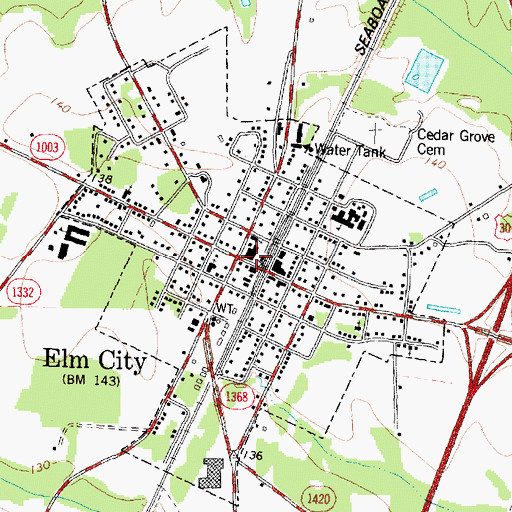 Topographic Map of Elm City Emergency Services, NC