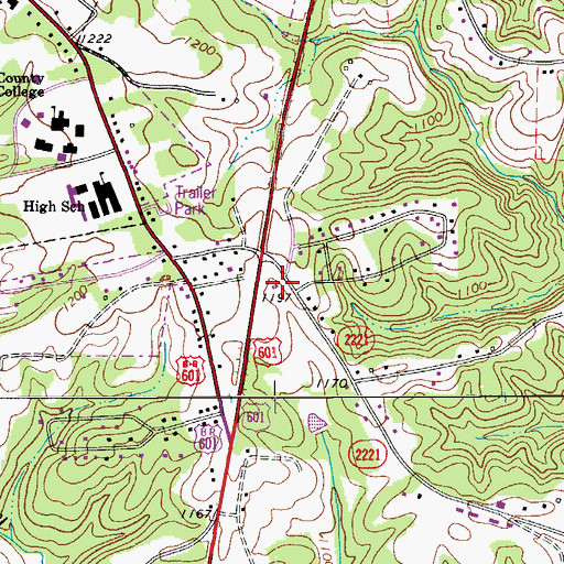 Topographic Map of Dobson Rescue Squad, NC