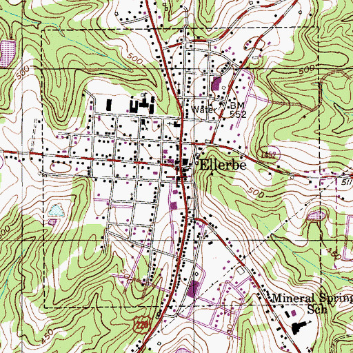 Topographic Map of Ellerbe Rescue Squad, NC