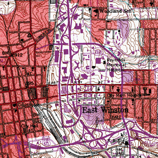 Topographic Map of Forsyth County Emergency Medical Services, NC