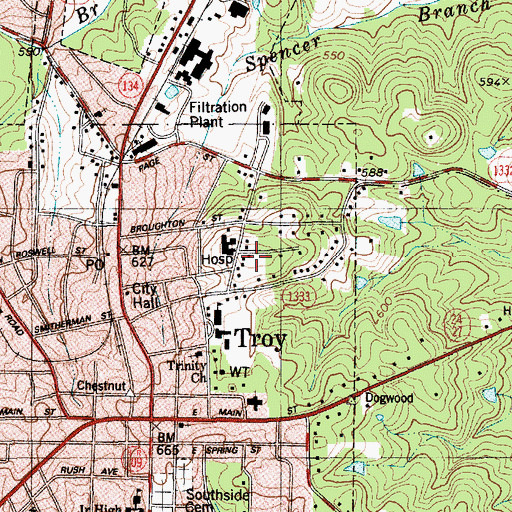 Topographic Map of First Health of the Carolinas Emergency Medical Services Base 1, NC