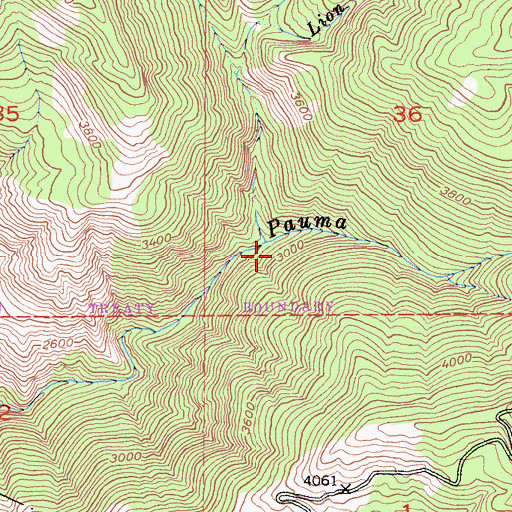 Topographic Map of Lion Creek, CA