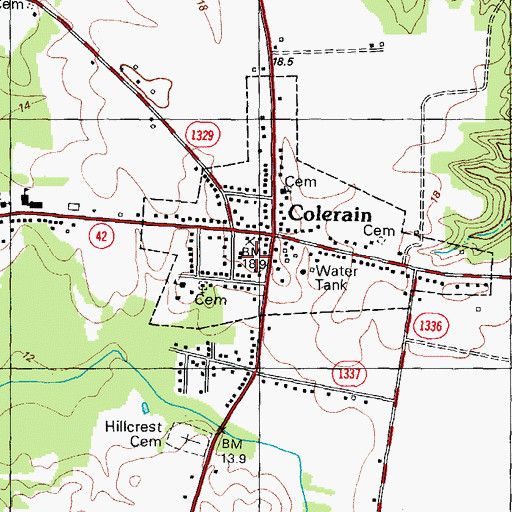 Topographic Map of Colerain Rescue Squad, NC