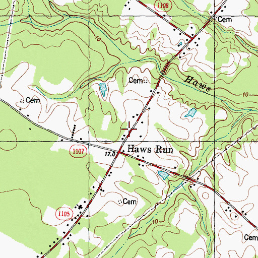 Topographic Map of Haws Run Volunteer Rescue - Emergency Medical Services, NC