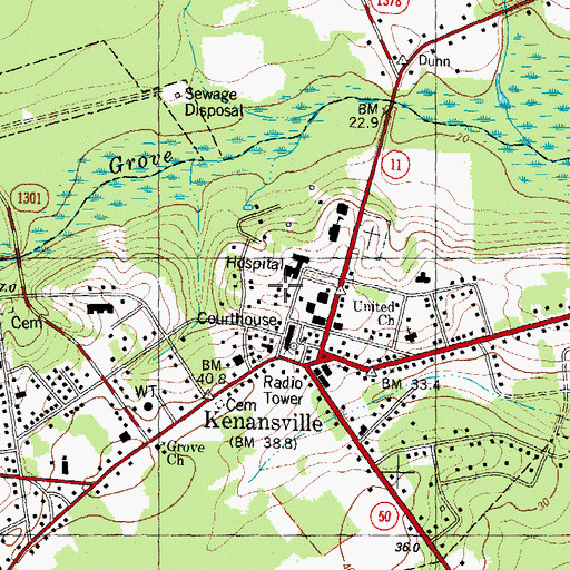 Topographic Map of Duplin County Emergency Medical Services Medic 8, NC
