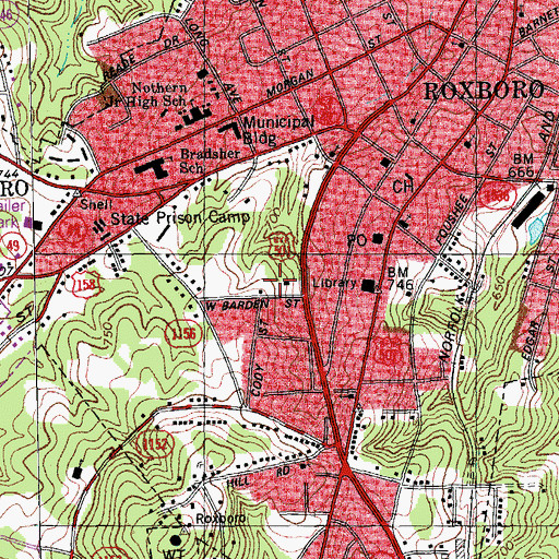 Topographic Map of Person County Emergency Medical Services, NC
