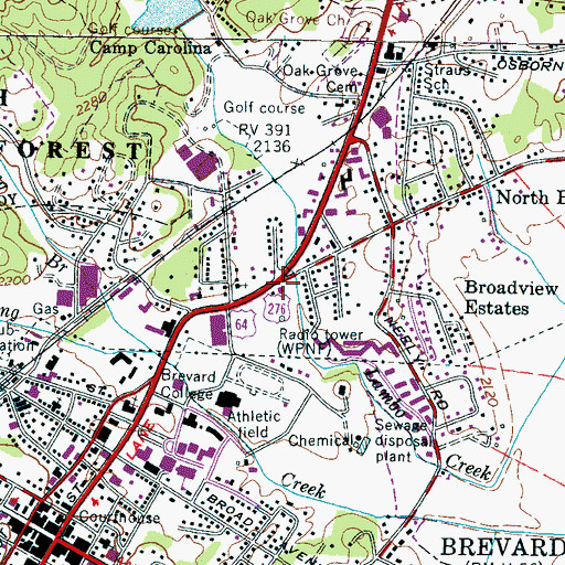 Topographic Map of Transylvania County Emergency Medical Services, NC