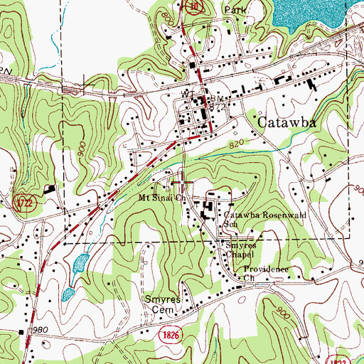 Topographic Map of Catawba Rescue Squad, NC
