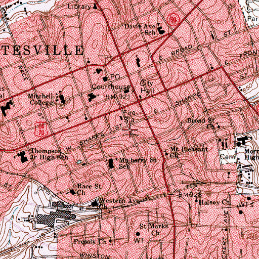 Topographic Map of Iredell County Emergency Medical Center, NC