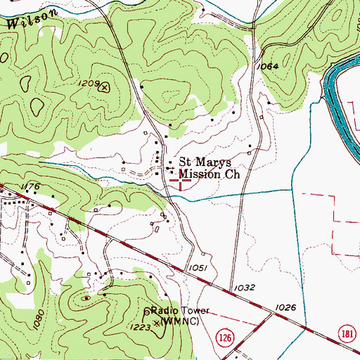 Topographic Map of Burke County Rescue Squad, NC