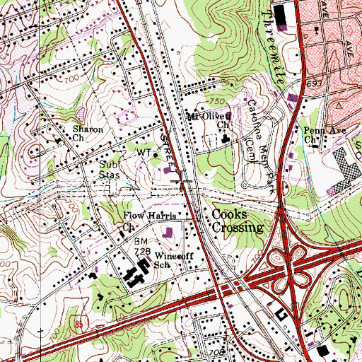 Topographic Map of Cabarrus Rescue Squad, NC