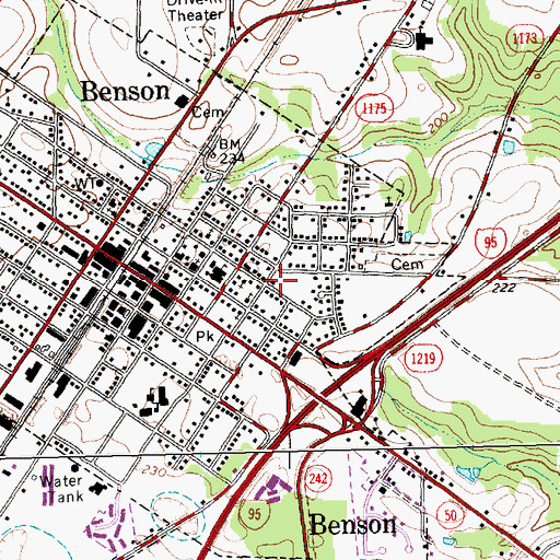 Topographic Map of Johnston County Emergency Medical Services Station 1, NC