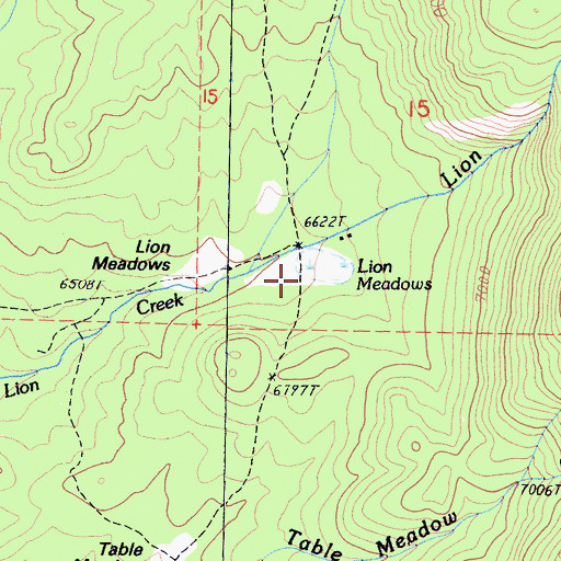 Topographic Map of Lion Meadows, CA