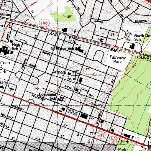 Topographic Map of Wayne County Emergency Medical Services Station 6, NC