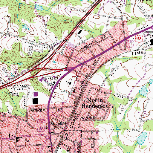 Topographic Map of Vance County Rescue Squad, NC