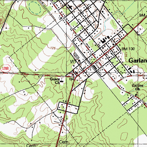Topographic Map of Garland Rescue and Emergency Medical Services, NC