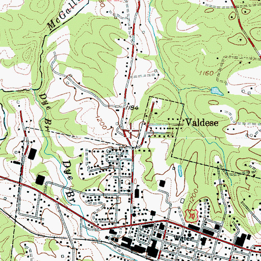 Topographic Map of Eastern Burke County Rescue Squad, NC