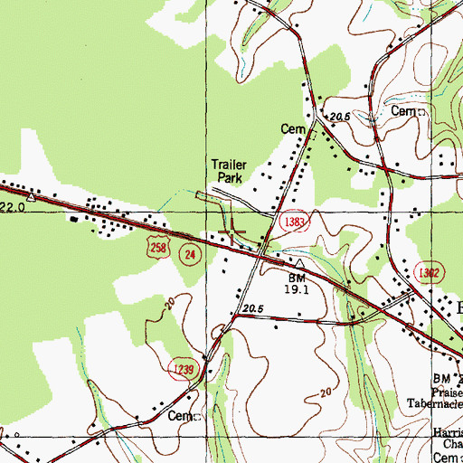 Topographic Map of Richlands Emergency Medical Services and Rescue, NC