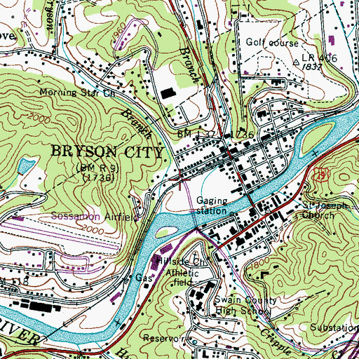 Topographic Map of Swain County Emergency Medical Services, NC