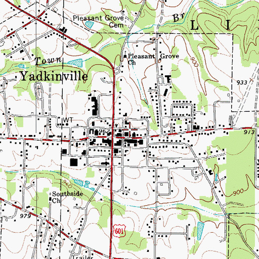 Topographic Map of Yadkin County Emergency Medical Services, NC